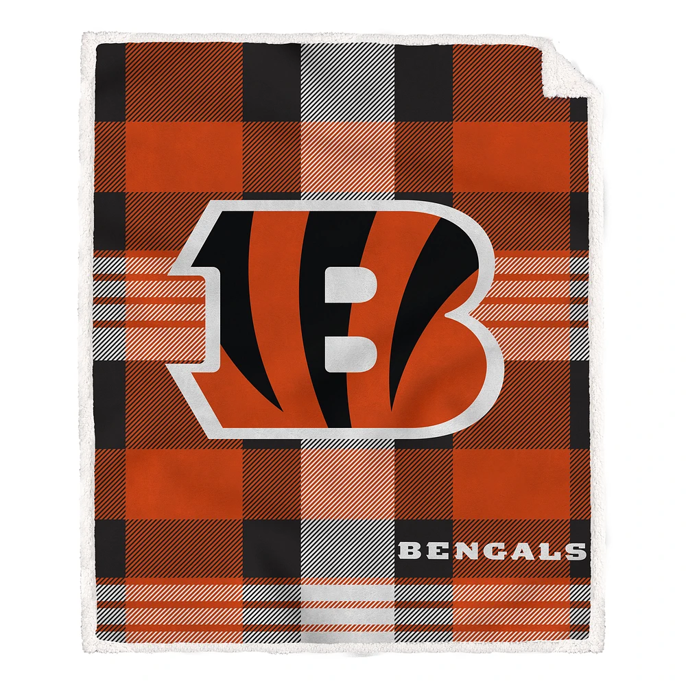 Pegasus Cincinnati Bengals 60” x 70” Plaid Steel Ultra Cozy Sherpa Blanket
