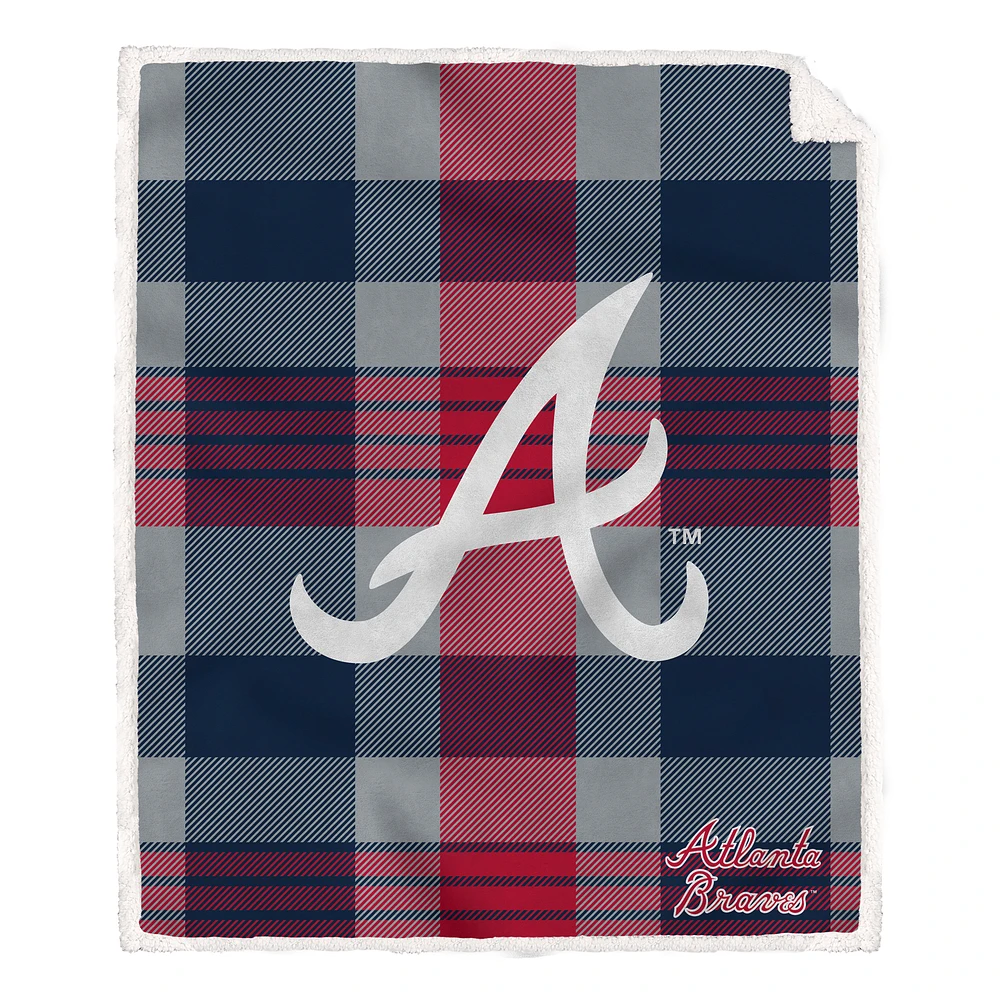 Pegasus Atlanta Braves 60” x 70” Plaid Steel Ultra Cozy Sherpa Blanket