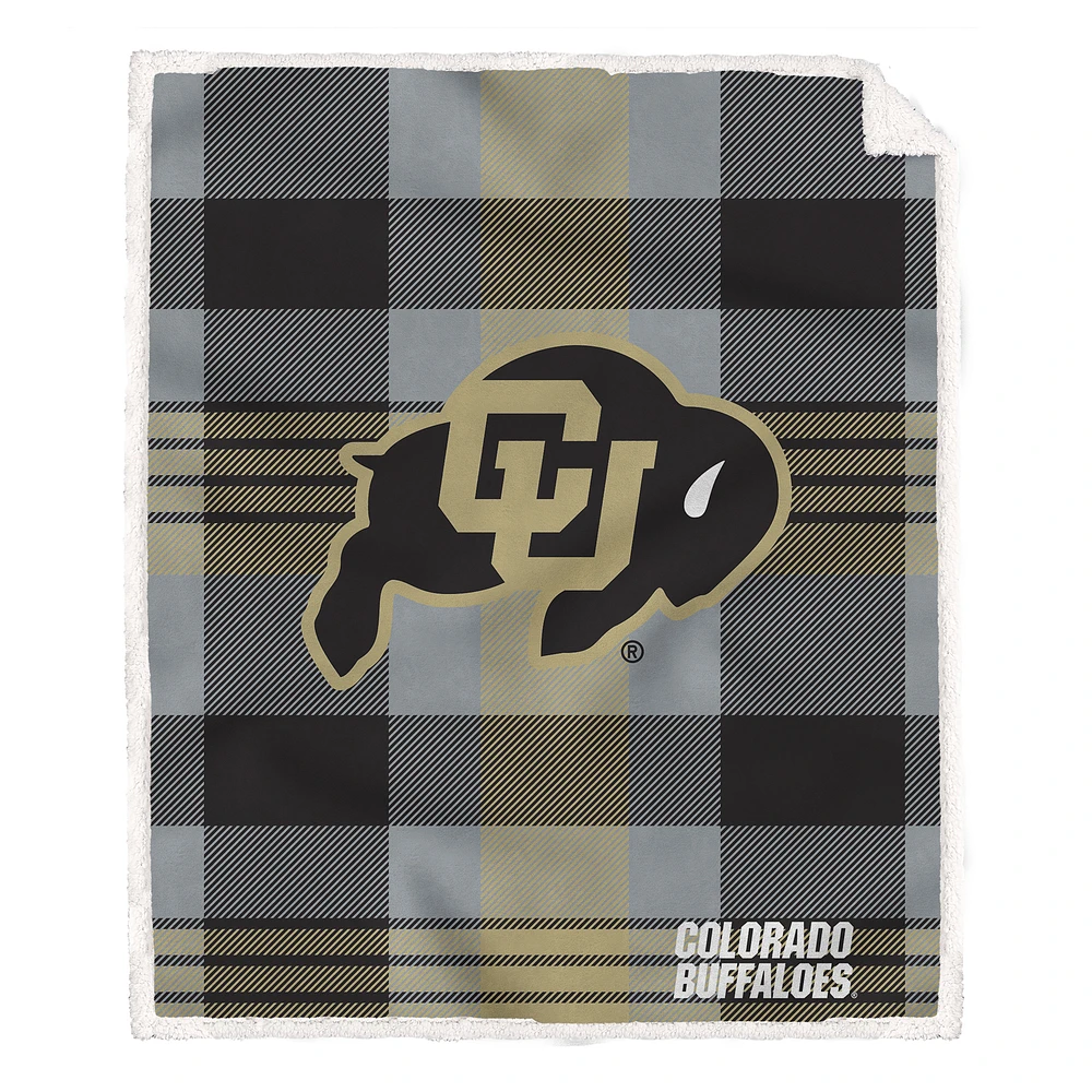 Pegasus Colorado Buffaloes 60” x 70” Plaid Steel Ultra Cozy Sherpa Blanket