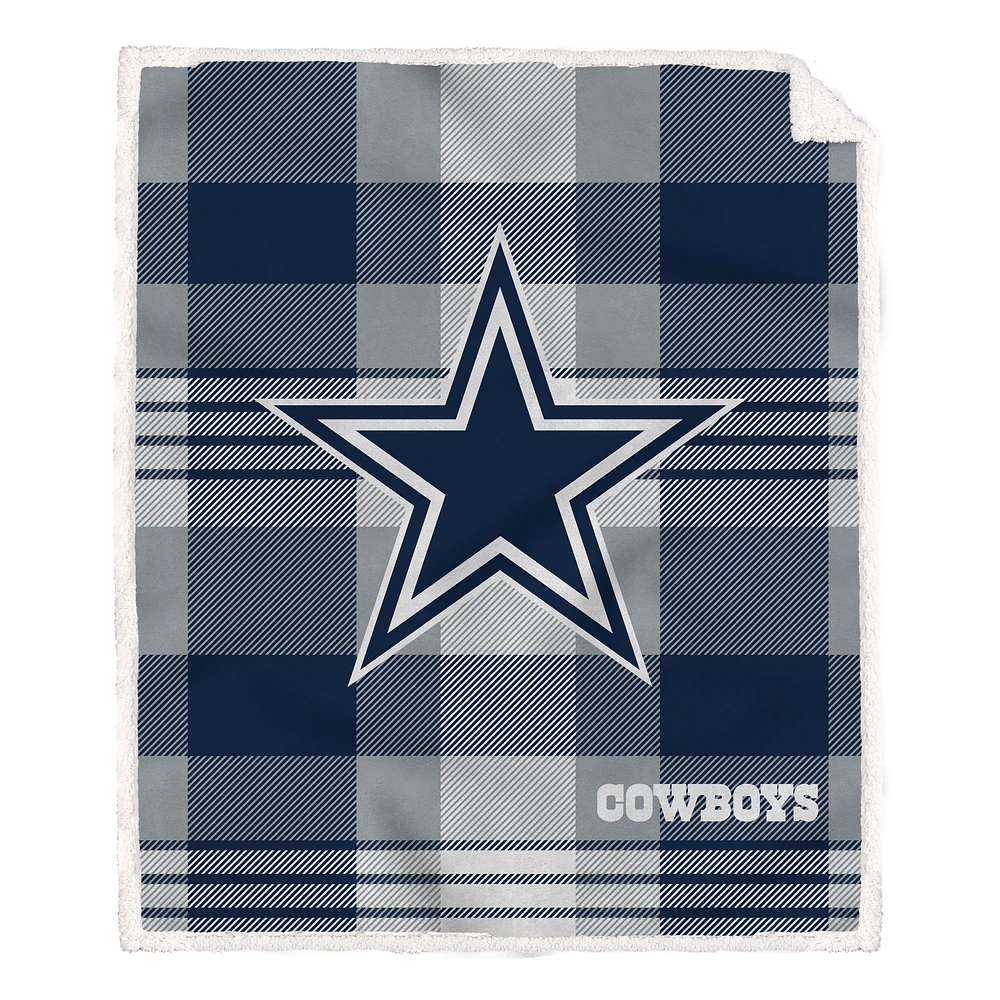 Pegasus Dallas Cowboys 60” x 70” Plaid Steel Ultra Cozy Sherpa Blanket