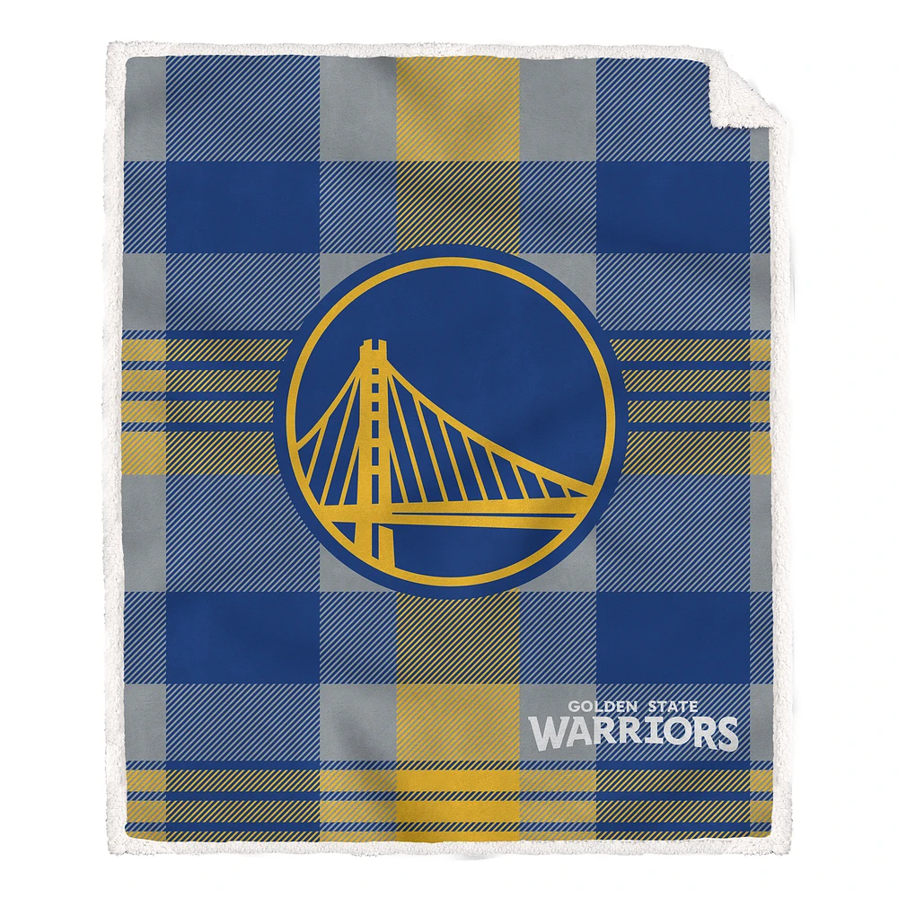 Pegasus Golden State Warriors 60” x 70” Plaid Steel Ultra Cozy Sherpa Blanket