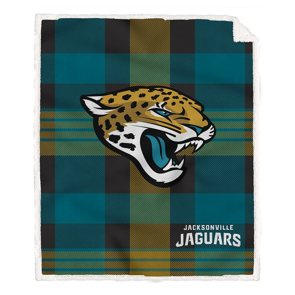 Pegasus Jacksonville Jaguars 60” x 70” Plaid Steel Ultra Cozy Sherpa Blanket