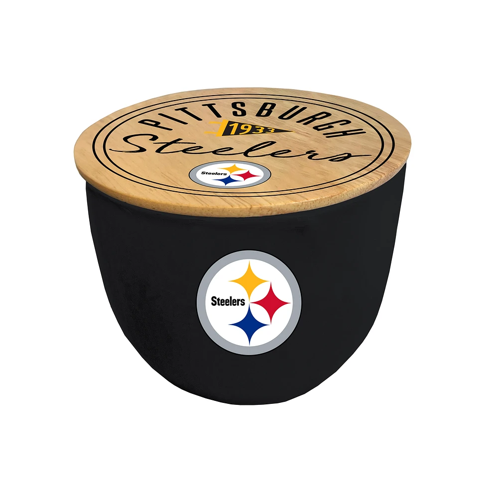 Pegasus Pittsburgh Steelers 16oz. Script Circle Wood Top Ceramic Candle