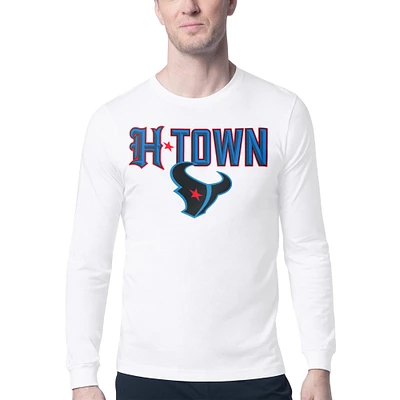 Men's Starter White Houston Texans H-Town Graphic Long Sleeve T-Shirt