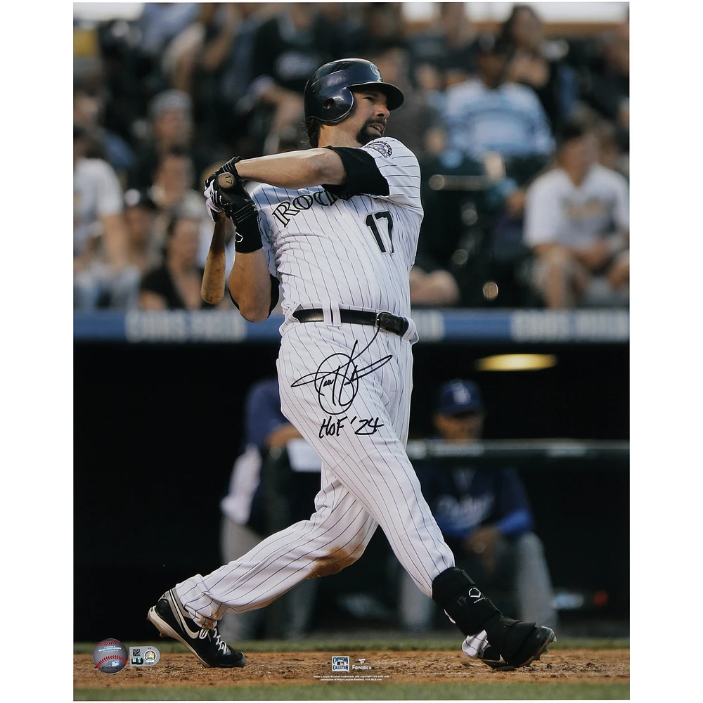 Todd Helton Colorado Rockies Autographed 16" x 20" Swinging Photograph with "HOF 2024 " Inscription