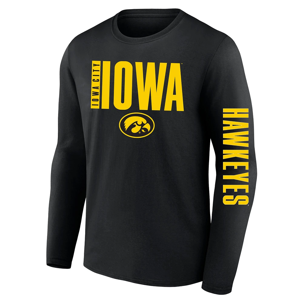 Men's Fanatics Black Iowa Hawkeyes Big & Tall Vision Long Sleeve T-Shirt
