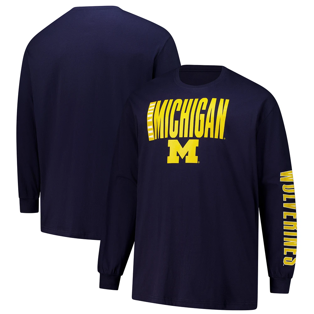 Men's Fanatics Navy Michigan Wolverines Big & Tall Vision Long Sleeve T-Shirt