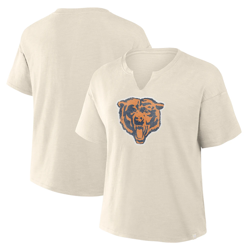 Women's Fanatics Cream Chicago Bears Trick Play Slub Boxy T-Shirt