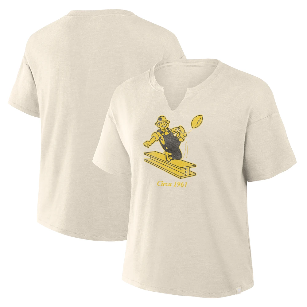 Women's Fanatics Cream Pittsburgh Steelers Trick Play Slub Boxy T-Shirt
