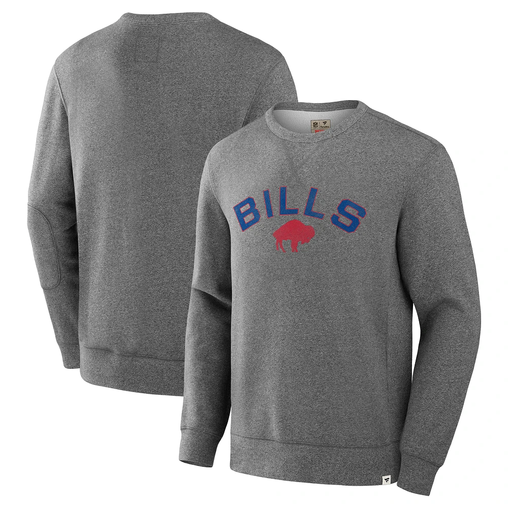 Men's Fanatics Heather Gray Buffalo Bills Loop Terry Pullover Sweatshirt