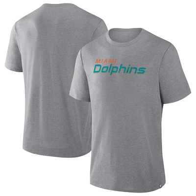 Men's Fanatics Heather Gray Miami Dolphins Pass Rush Tri-Blend T-Shirt