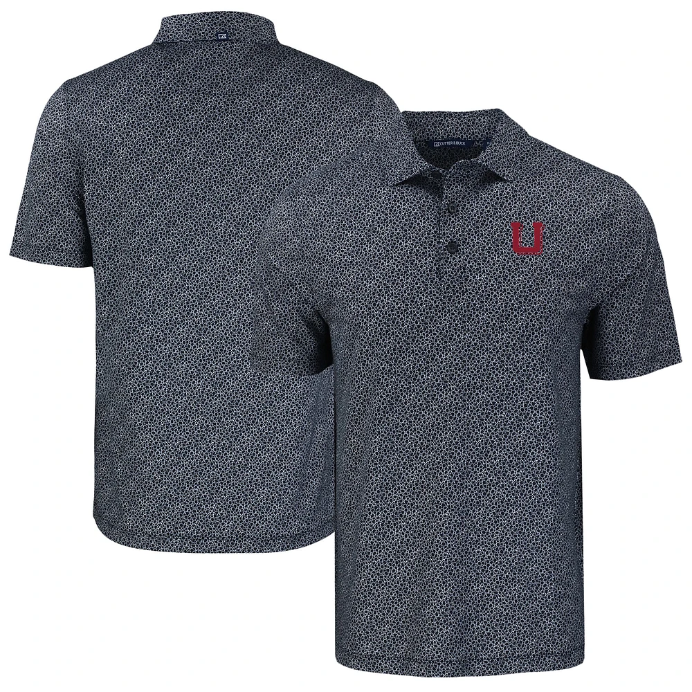 Men's Cutter & Buck Black Utah Utes Pike Eco Pebble Print Stretch Recycled Polo