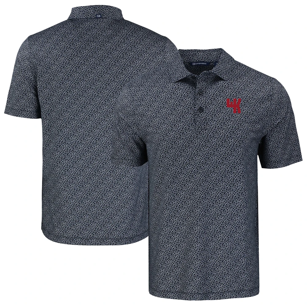 Men's Cutter & Buck Black Western Kentucky Hilltoppers Pike Eco Pebble Print Stretch Recycled Polo