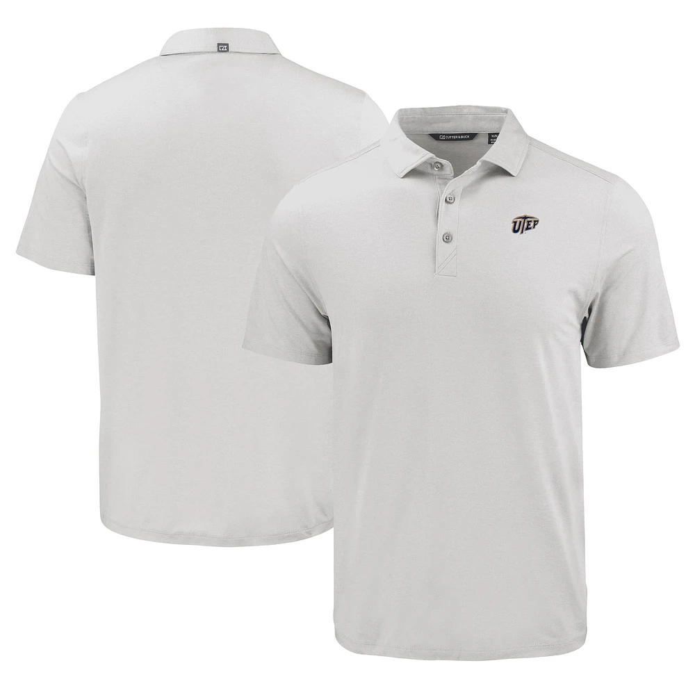 Men's Cutter & Buck Gray UTEP Miners Wordmark Coastline Epic Comfort Eco Recycled Polo