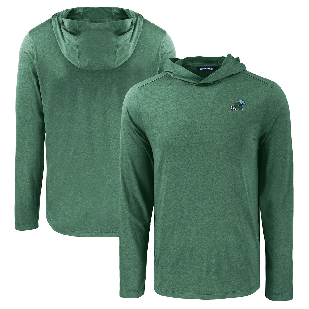 Men's Cutter & Buck Tulane Green Wave Coastline Epic Comfort Eco Recycled Long Sleeve Hoodie T-Shirt