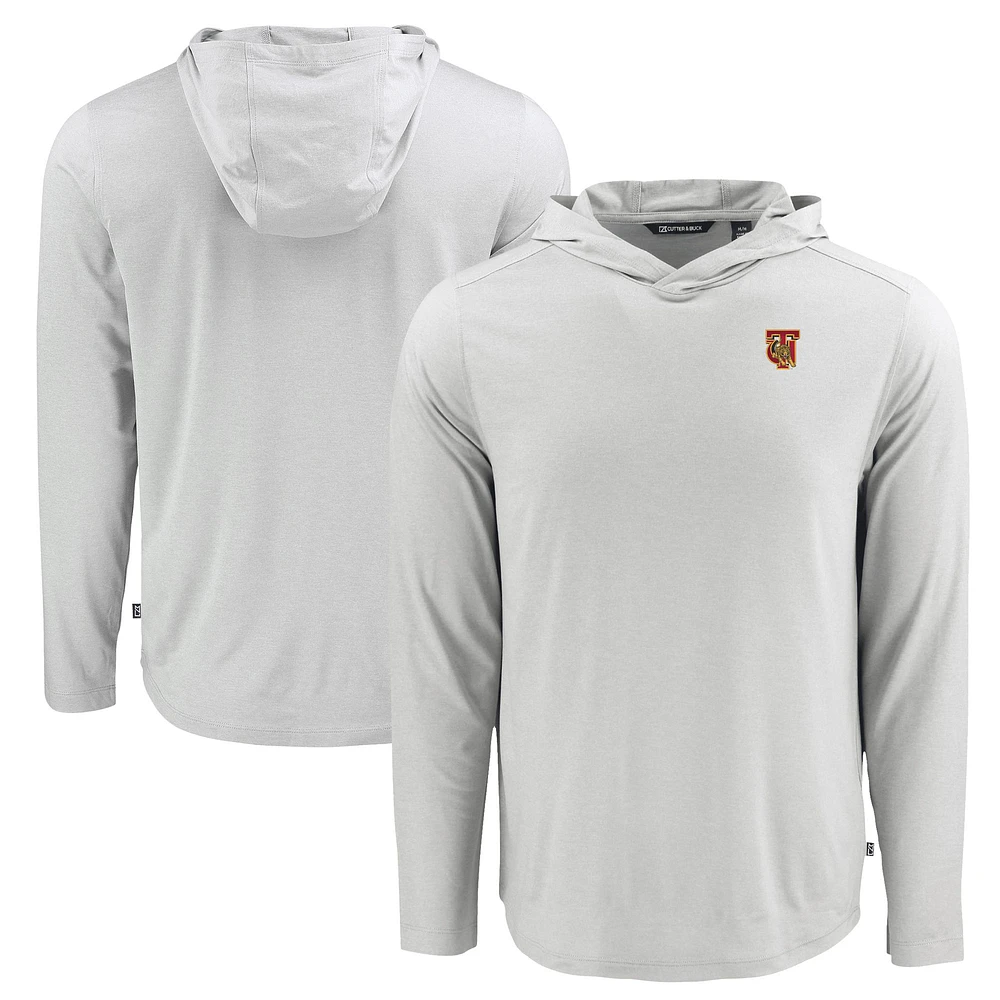 Men's Cutter & Buck Gray Tuskegee Golden Tigers Coastline Epic Comfort Eco Recycled Long Sleeve Hoodie T-Shirt