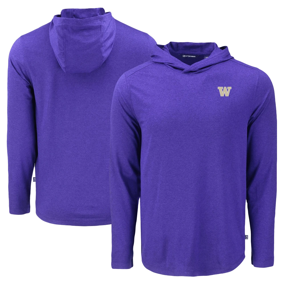 Men's Cutter & Buck Washington Huskies Coastline Epic Comfort Eco Recycled Long Sleeve Hoodie T-Shirt