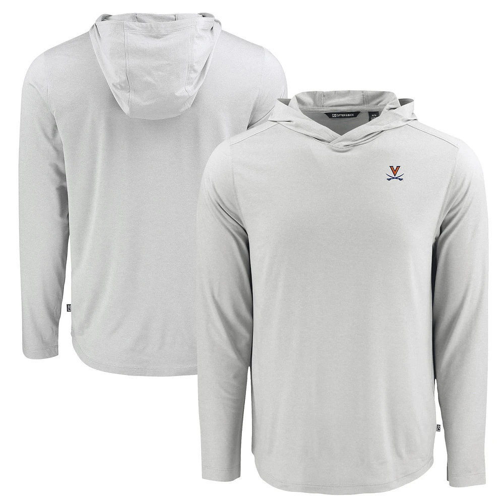 Men's Cutter & Buck Gray Virginia Cavaliers Coastline Epic Comfort Eco Recycled Long Sleeve Hoodie T-Shirt