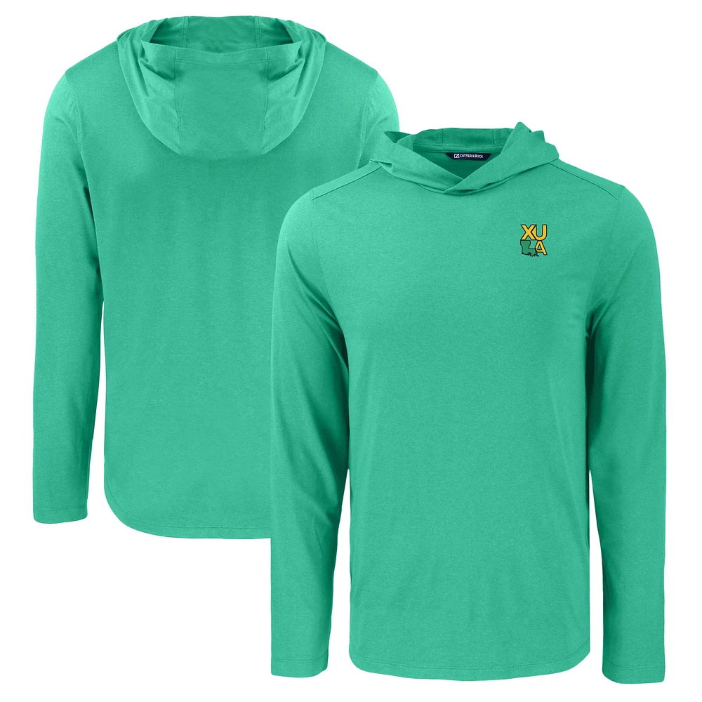Men's Cutter & Buck Kelly Green Xavier University of Louisiana Gold Rush Coastline Epic Comfort Eco Recycled Long Sleeve Hoodie T-Shirt