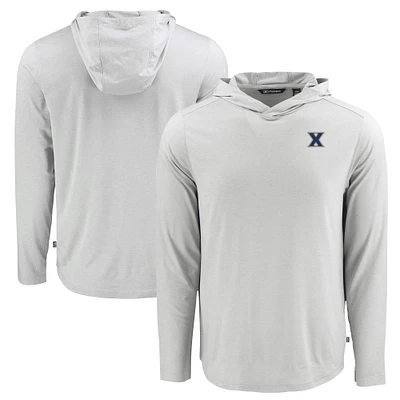 Men's Cutter & Buck Gray Xavier Musketeers Coastline Epic Comfort Eco Recycled Long Sleeve Hoodie T-Shirt