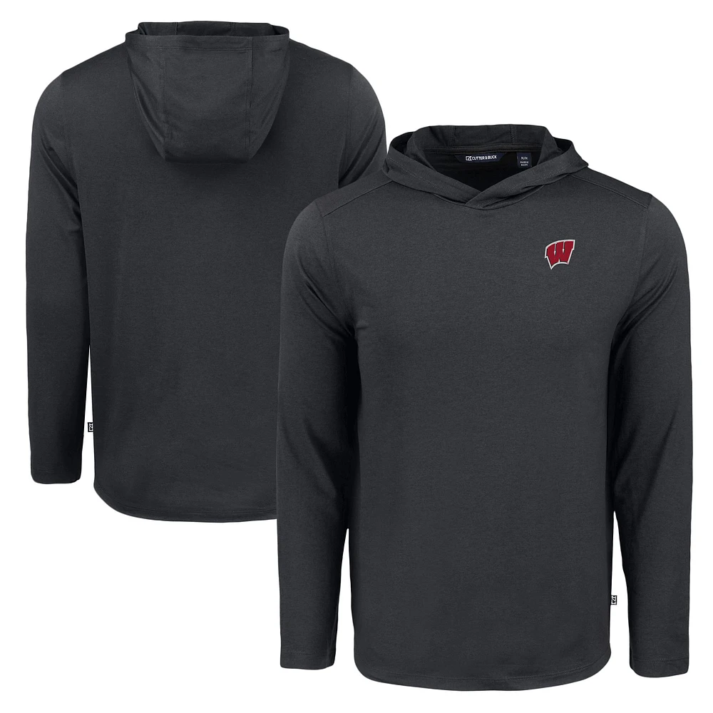 Men's Cutter & Buck Wisconsin Badgers Coastline Epic Comfort Eco Recycled Long Sleeve Hoodie T-Shirt