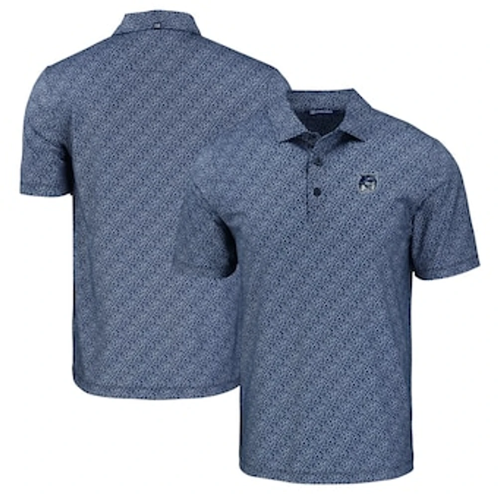 Men's Cutter & Buck Navy New Hampshire Wildcats Pike Eco Pebble Print Stretch Recycled Polo