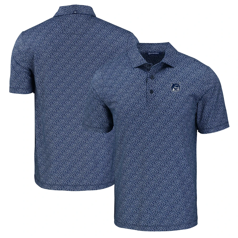 Men's Cutter & Buck Navy New Hampshire Wildcats Pike Eco Pebble Print Stretch Recycled Polo