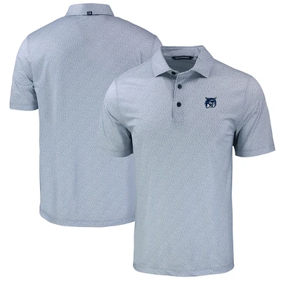 Men's Cutter & Buck Gray New Hampshire Wildcats Pike Eco Pebble Print Stretch Recycled Polo