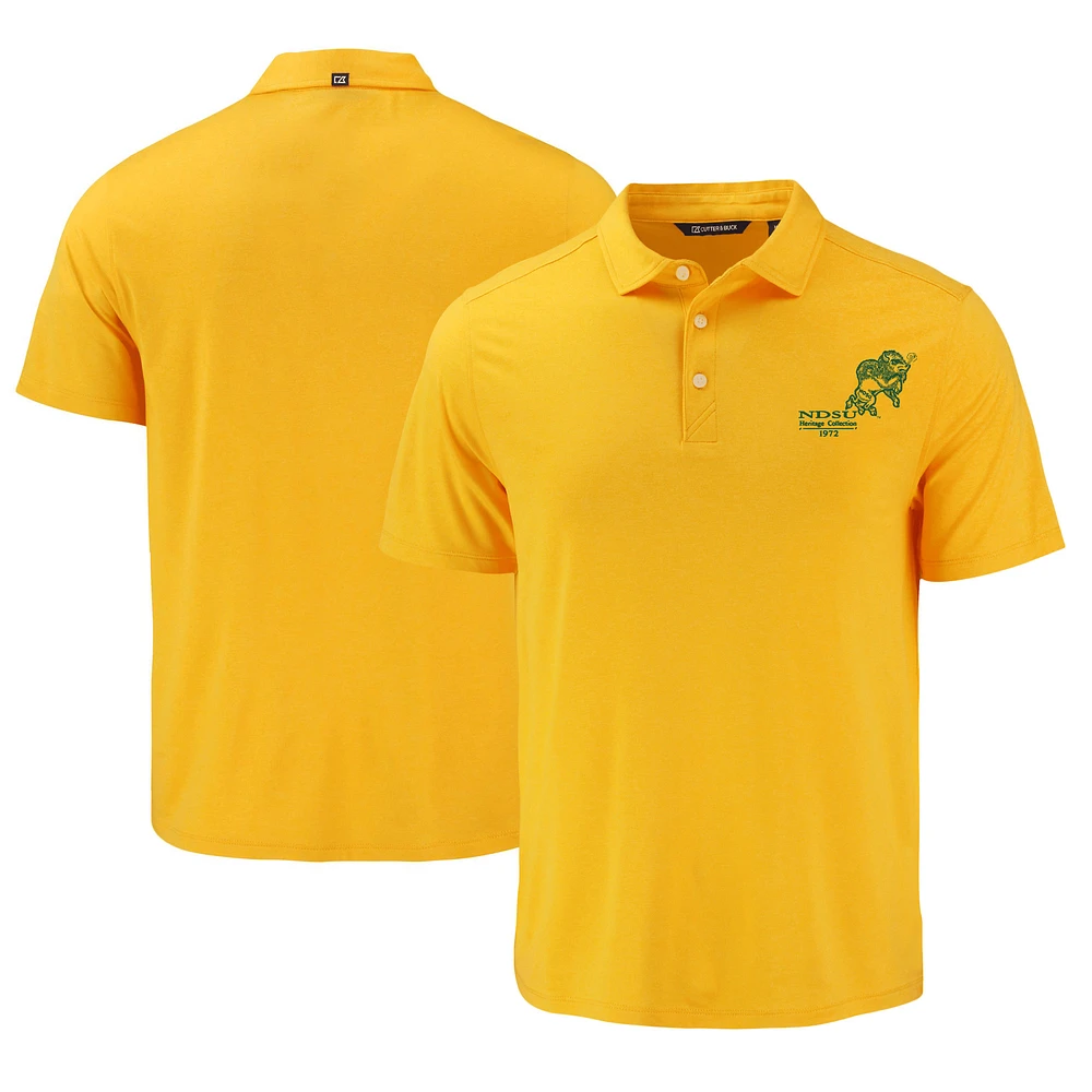 Men's Cutter & Buck Gold NDSU Bison Coastline Epic Comfort Eco Recycled Polo