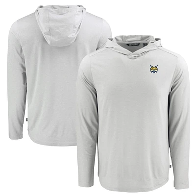 Men's Cutter & Buck Gray Quinnipiac Bobcats Coastline Epic Comfort Eco Recycled Long Sleeve Hoodie T-Shirt