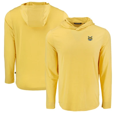 Men's Cutter & Buck Gold Quinnipiac Bobcats Coastline Epic Comfort Eco Recycled Long Sleeve Hoodie T-Shirt