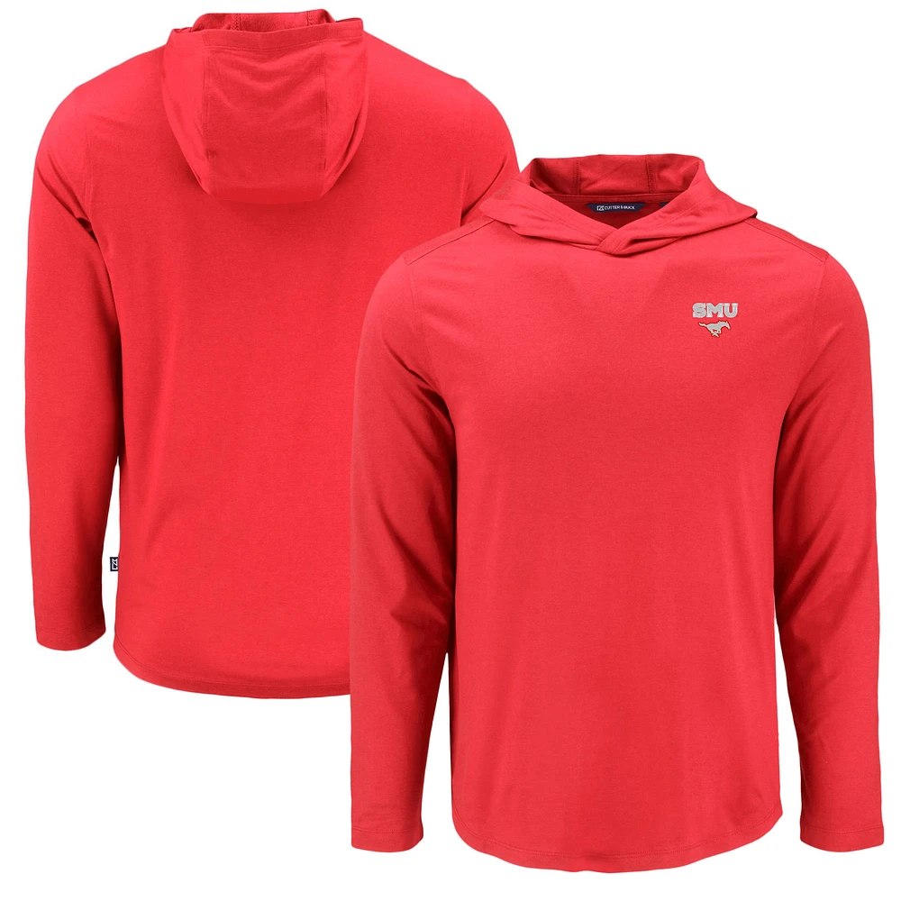 Men's Cutter & Buck SMU Mustangs Coastline Epic Comfort Eco Recycled Long Sleeve Hoodie T-Shirt