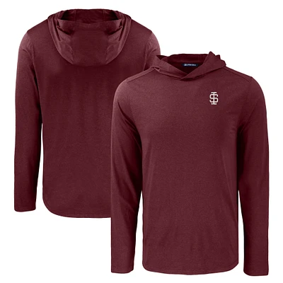 Men's Cutter & Buck Maroon Southern Illinois Salukis Coastline Epic Comfort Eco Recycled Long Sleeve Hoodie T-Shirt