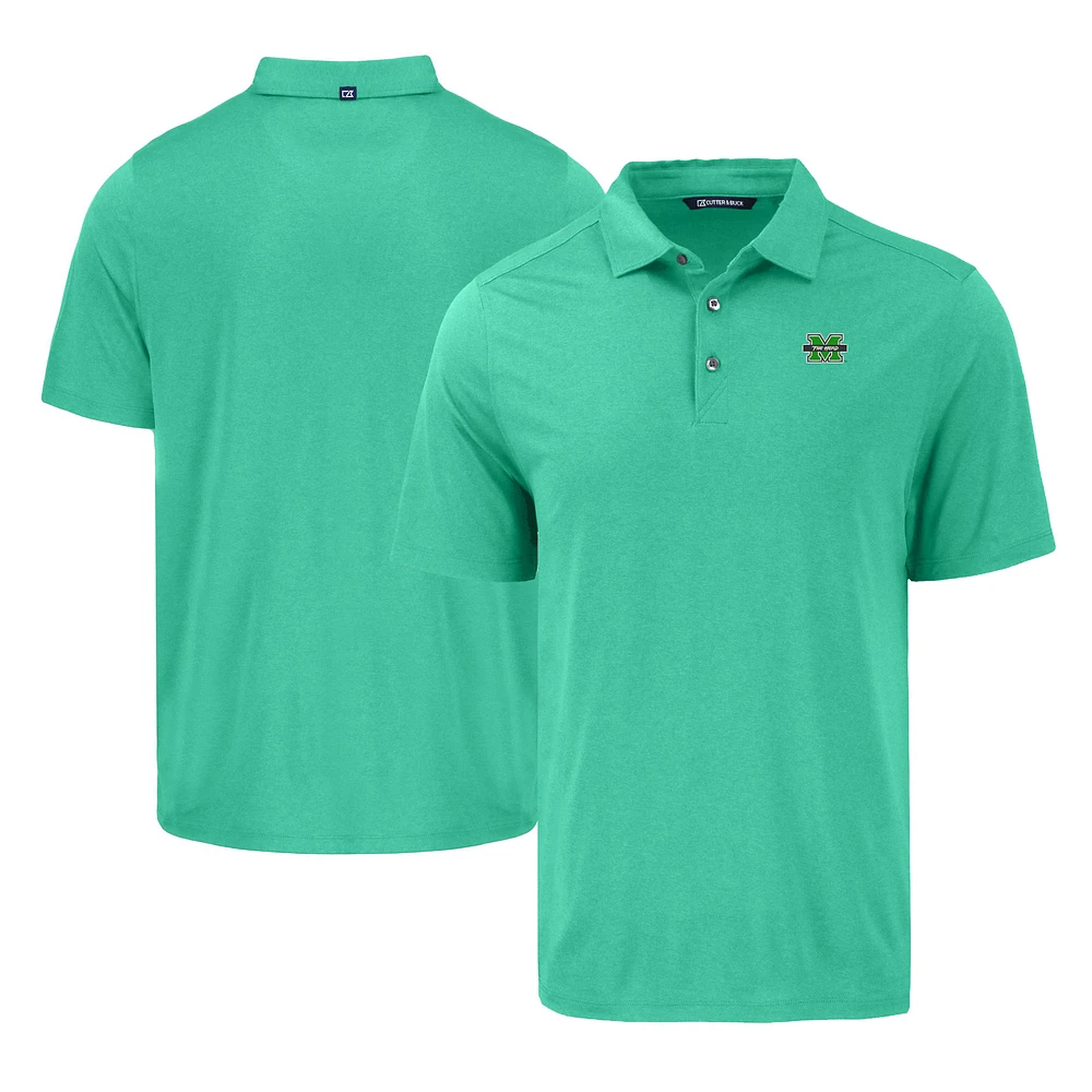 Men's Cutter & Buck Kelly Green Marshall Thundering Herd Coastline Epic Comfort Eco Recycled Polo
