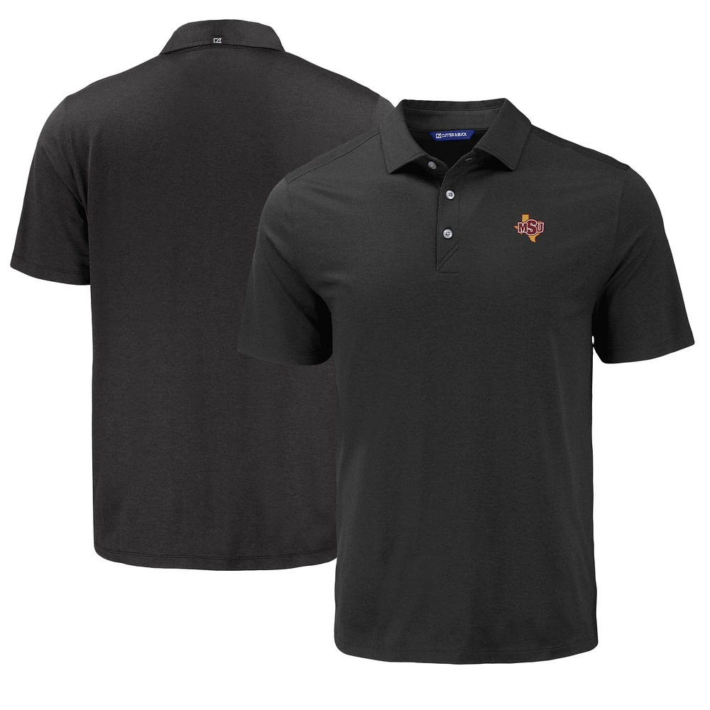 Men's Cutter & Buck Black Midwestern State Mustangs Coastline Epic Comfort Eco Recycled Polo