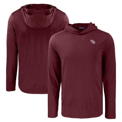 Men's Cutter & Buck Maroon Mississippi State Bulldogs Coastline Epic Comfort Eco Recycled Long Sleeve Hoodie T-Shirt