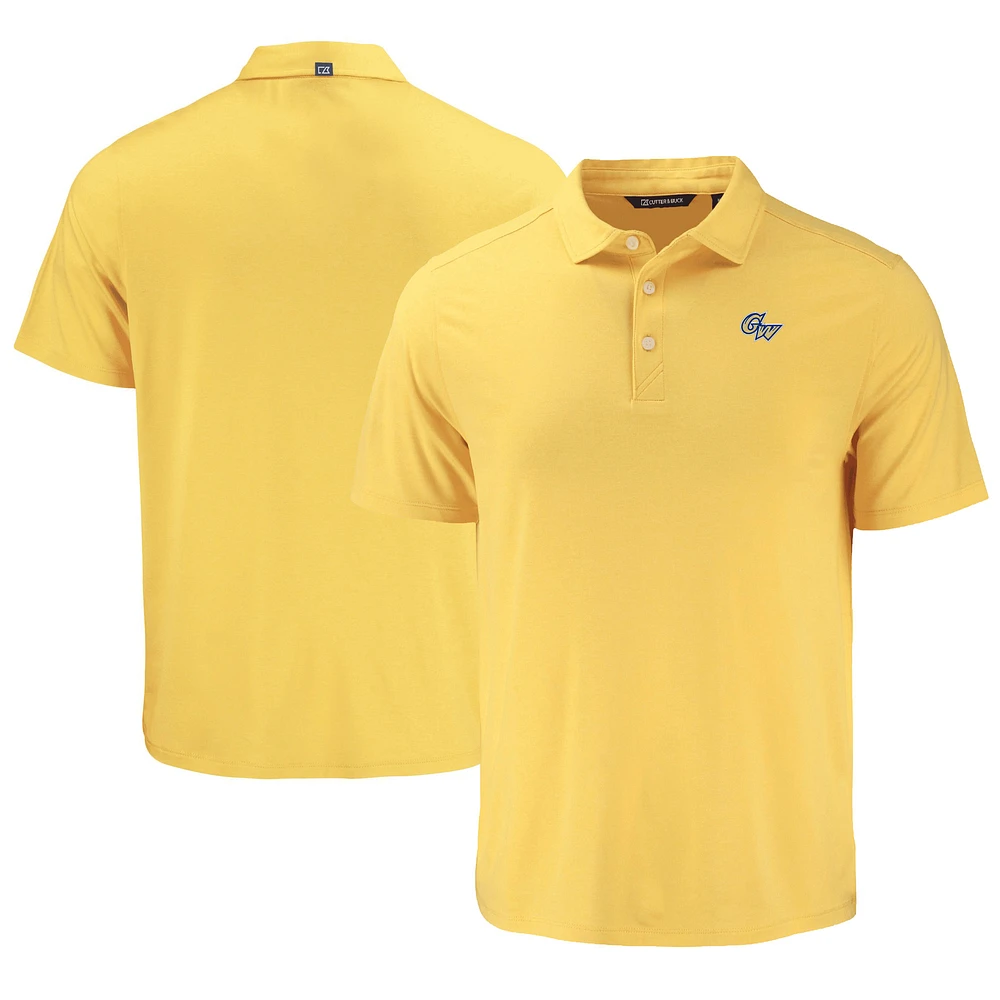 Men's Cutter & Buck Light Gold George Washington University Coastline Epic Comfort Eco Recycled Polo