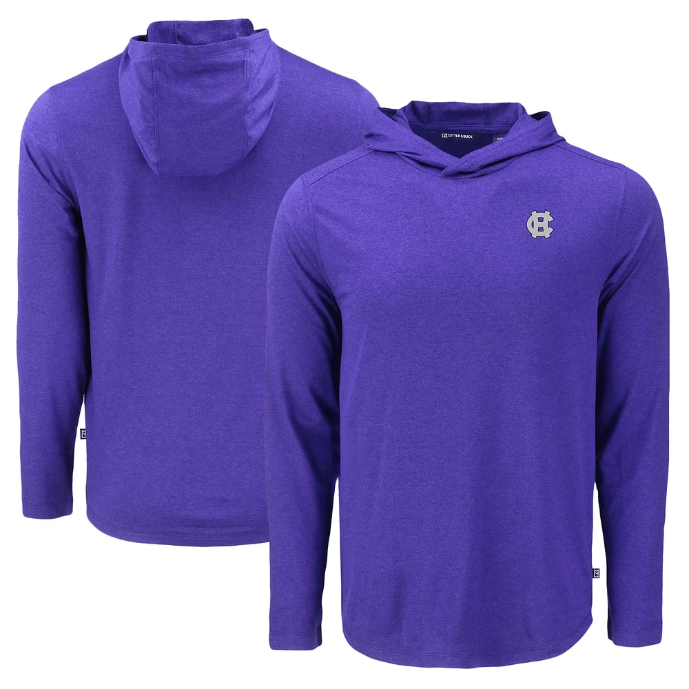 Men's Cutter & Buck Holy Cross Crusaders Coastline Epic Comfort Eco Recycled Long Sleeve Hoodie T-Shirt