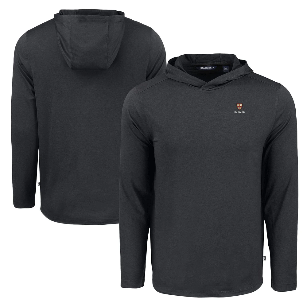 Men's Cutter & Buck Harvard Crimson Coastline Epic Comfort Eco Recycled Long Sleeve Hoodie T-Shirt