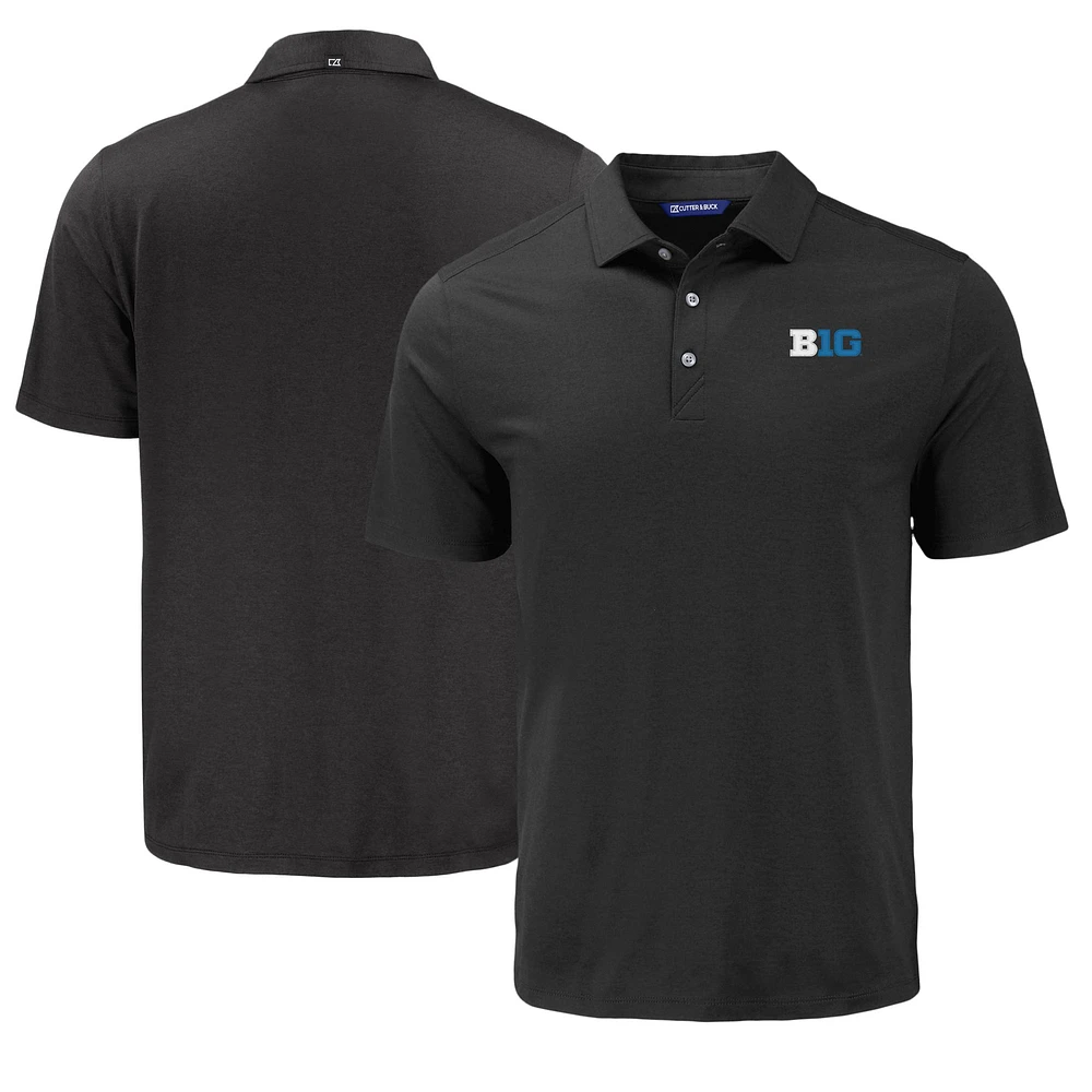Men's Cutter & Buck Black Big Ten Gear Coastline Epic Comfort Eco Recycled Polo