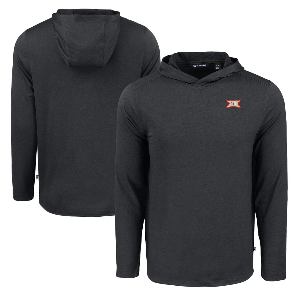 Men's Cutter & Buck Black Big 12 Gear Coastline Epic Comfort Eco Recycled Long Sleeve Hoodie T-Shirt