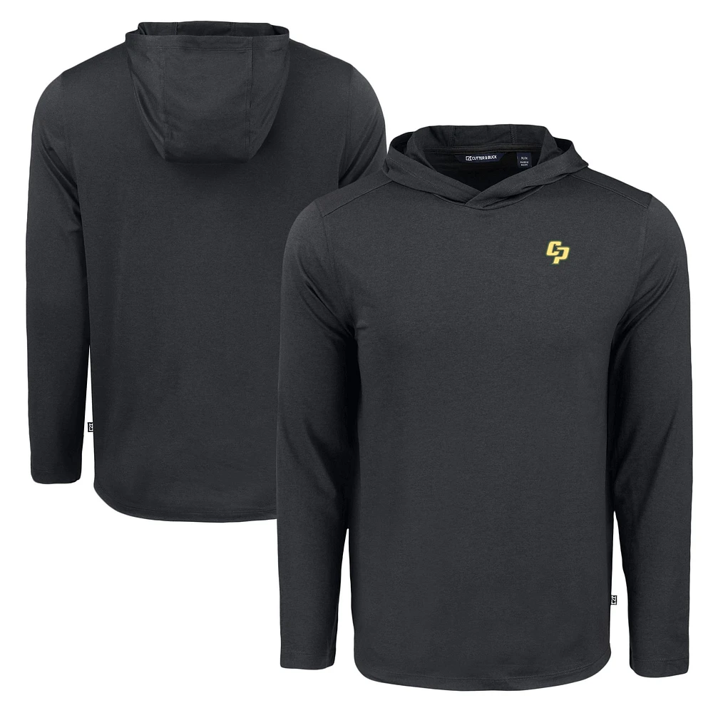 Men's Cutter & Buck Black Cal Poly Mustangs Coastline Epic Comfort Eco Recycled Long Sleeve Hoodie T-Shirt
