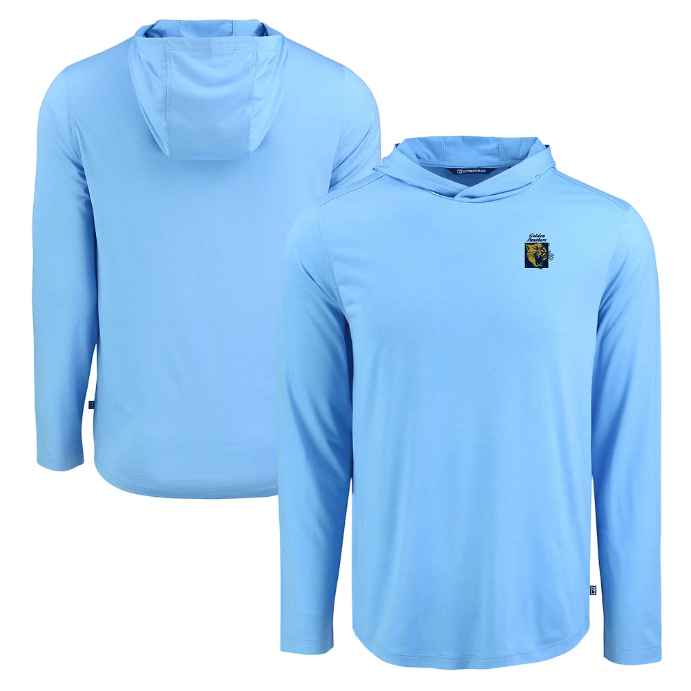 Men's Cutter & Buck Light Blue FIU Panthers Coastline Epic Comfort Eco Recycled Long Sleeve Hoodie T-Shirt