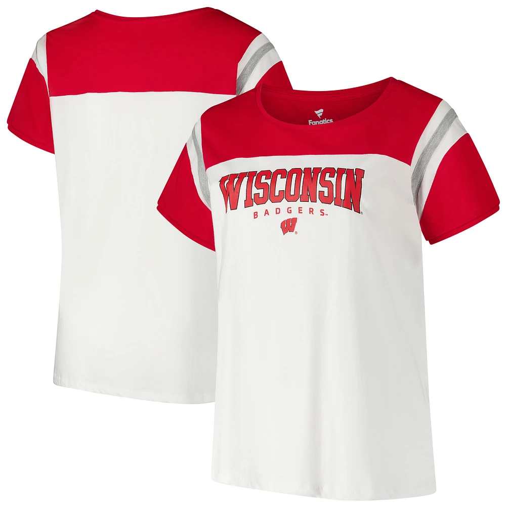 Women's Fanatics White Wisconsin Badgers Plus Winning Gear T-Shirt