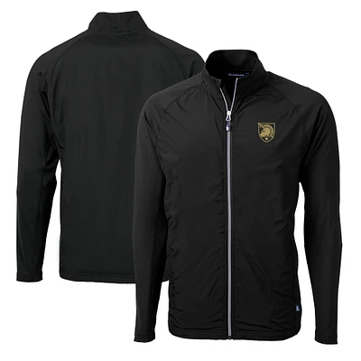 Men's Cutter & Buck Black Army Knights Adapt Eco Knit Hybrid Recycled Full-Zip Jacket