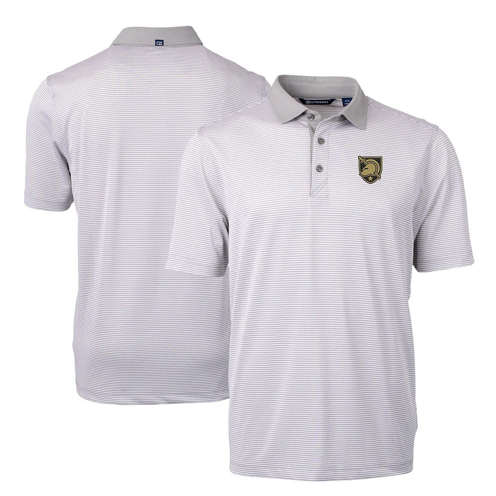 Men's Cutter & Buck Gray/White Army Black Knights Virtue Eco Pique Micro Stripe Recycled DryTec Polo
