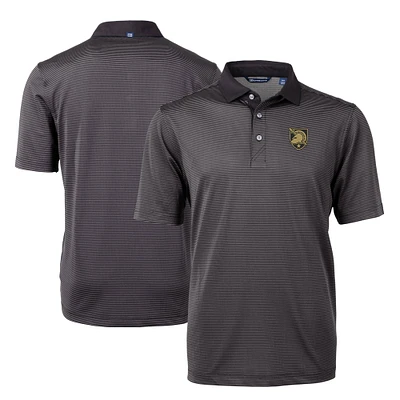 Men's Cutter & Buck Black/Gray Army Black Knights Virtue Eco Pique Micro Stripe Recycled DryTec Polo