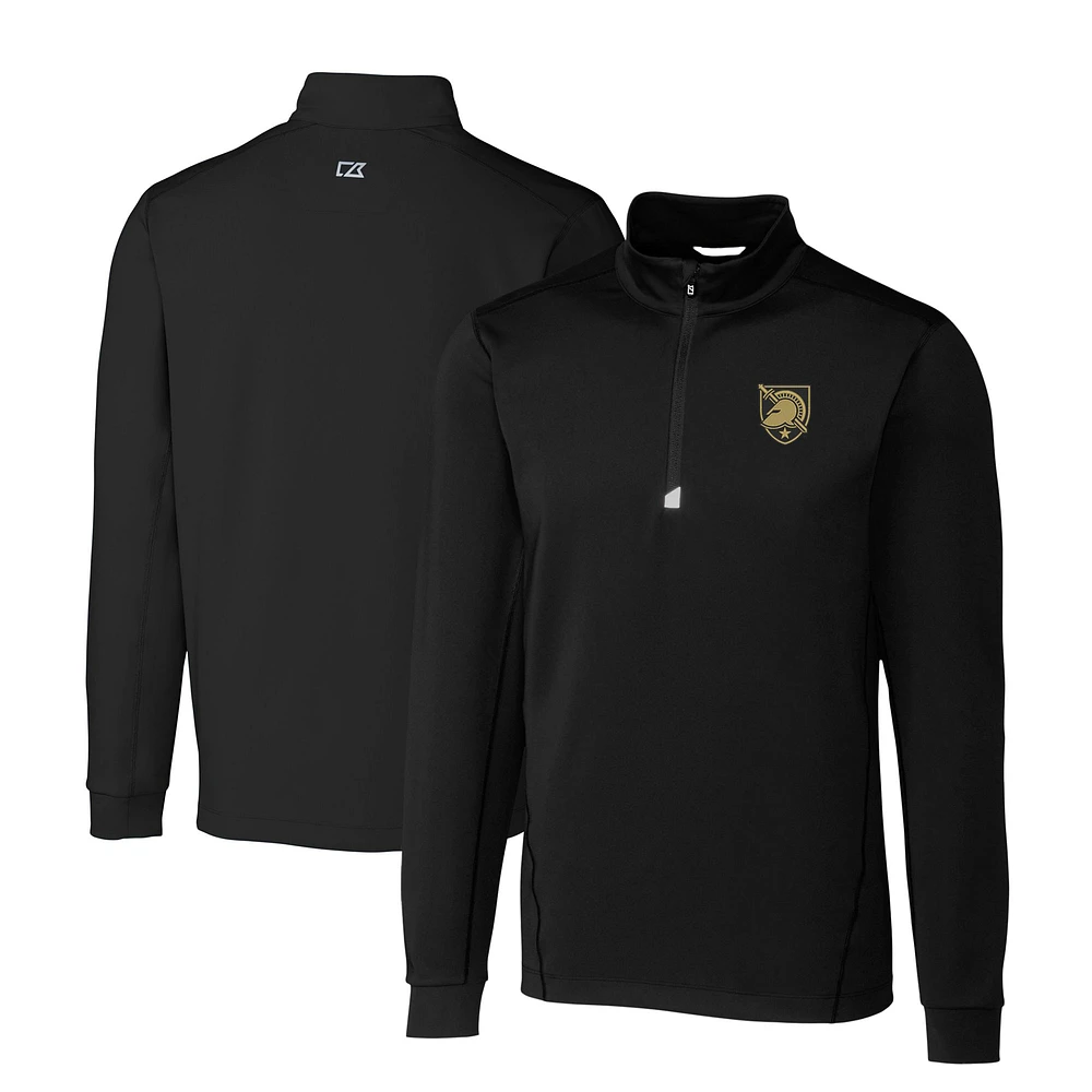Men's Cutter & Buck Black Army Knights Traverse Stretch DryTec Quarter-Zip Top