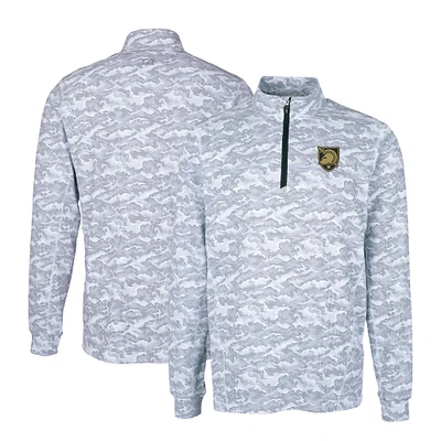 Men's Cutter & Buck Charcoal Army Black Knights Traverse Stretch Camo Print Eco Quarter-Zip Top