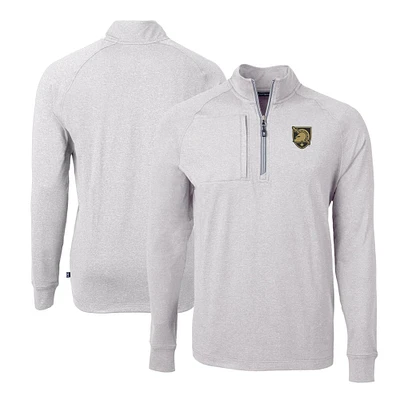 Men's Cutter & Buck Heather Gray Army Black Knights Adapt Eco Knit Quarter-Zip Top